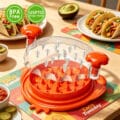 chicken shredder tool, BPA free meat shredder with patented design, orange chicken shredder machine for taco, kitchen tool for shredding chicken, beef, pork quickly, easy to clean meat shredder for pulled pork