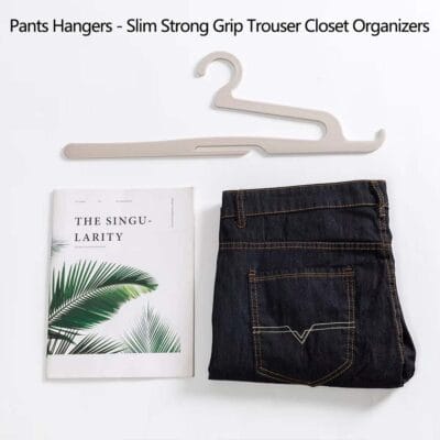 Space saving non-slip denim and pants hanger made of durable ABS plastic 002