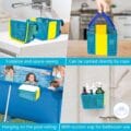Thickened above ground pool storage basket hanging on a framed pool 7