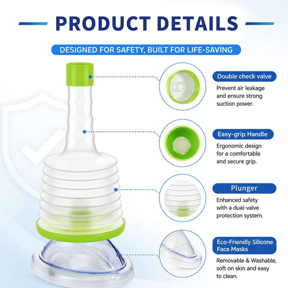 Choking Rescue Device set –Manual Plunger Suction System for Adults and Children detail
