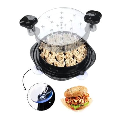 Manual chicken shredder machine with transparent lid and non-slip handles