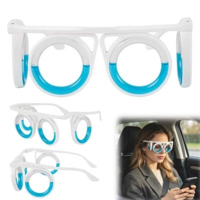 Anti-motion sickness glasses with shakeable blue liquid design 001