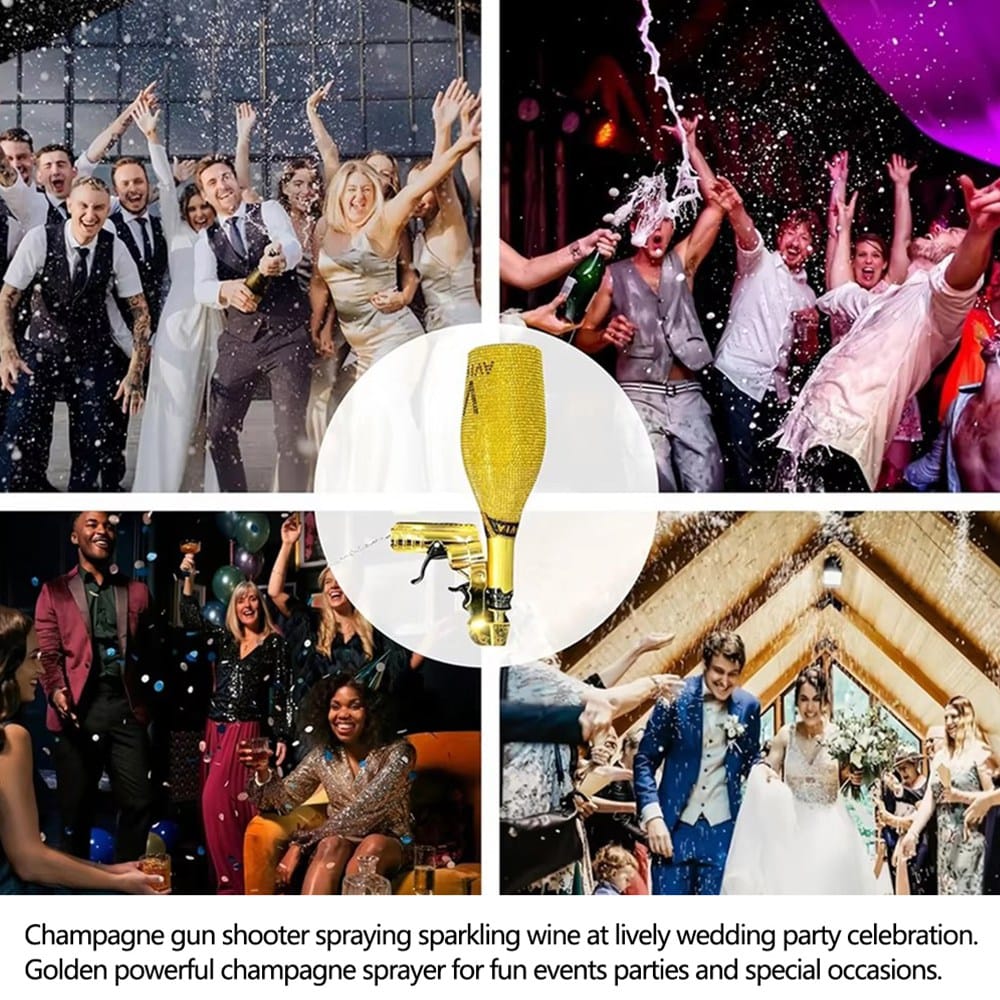 Champagne gun spraying wine and beer at a club or wedding party