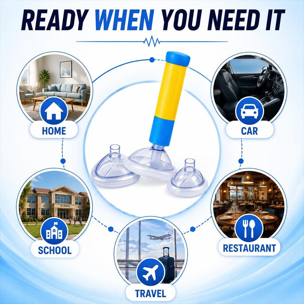 Anti-choking rescue device set with adult and child size masks