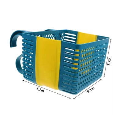 Ventilated plastic shower organizer size guide, accurate measurements for blue yellow storage basket