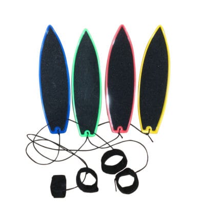 Mini finger surfboard toy with grip tape and adjustable leash