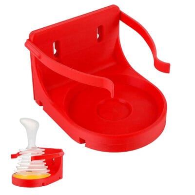 Vibrant red anti-choking device wall bracket, compatible with LifeVac-style tools, quick-access emergency storage solution