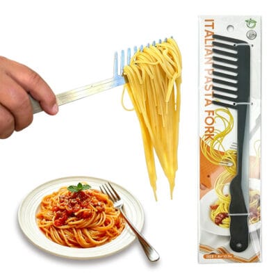 Pasta noodle fork - Ergonomic durable polymer spaghetti serving tool by DAQIDA