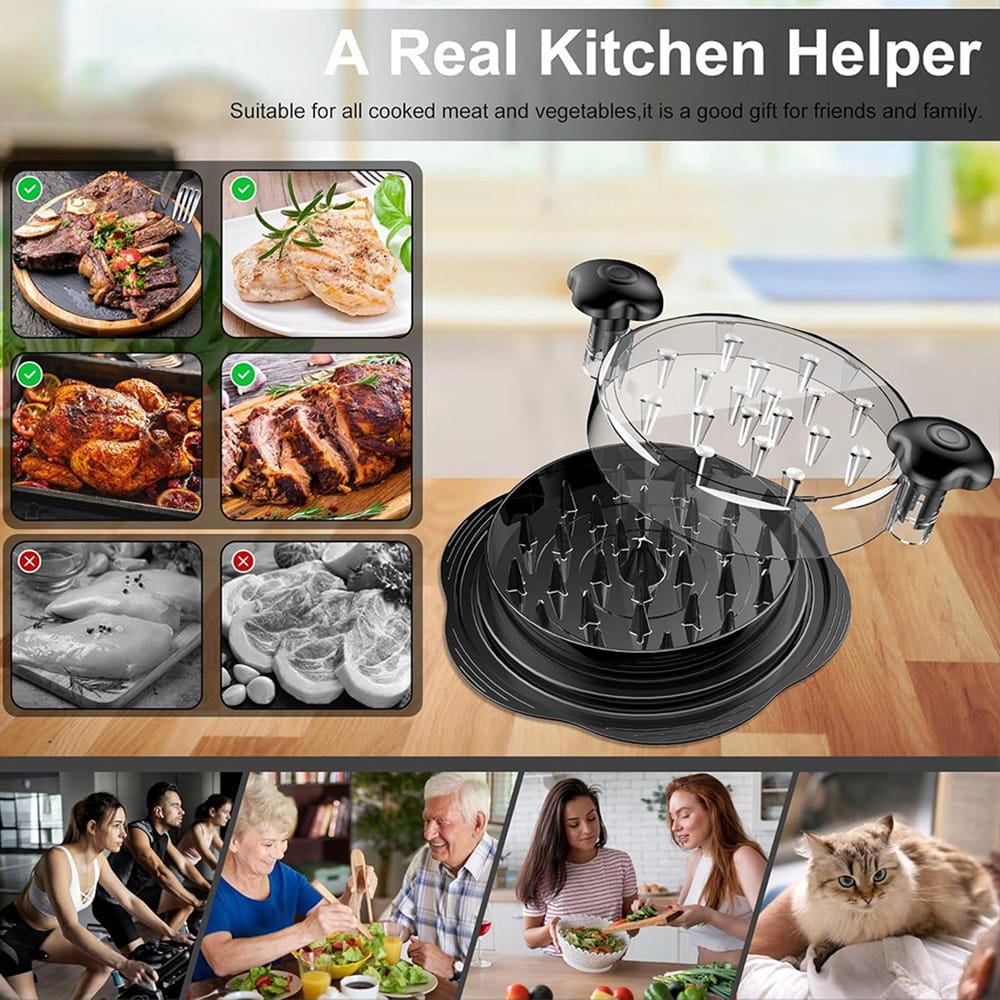 Manual chicken shredder tool in action for commercial and home kitchen preparation