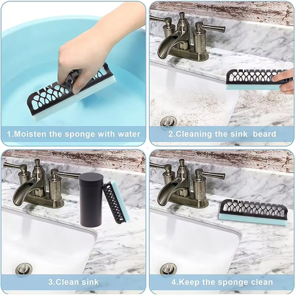 Easy beard hair cleanup from sink using portable grooming tool