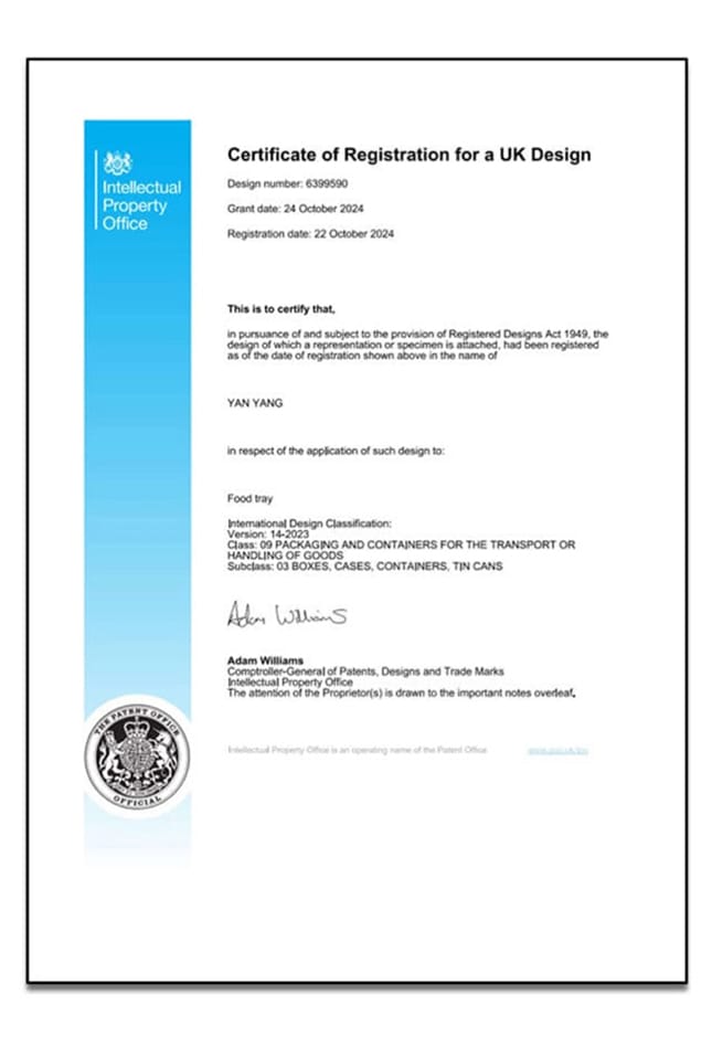 UK Design Certificate 2