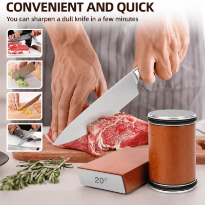 Rolling Knife Sharpener Kit,with Diamond and Solid Wood of Chef Blade,Knives Sh 02