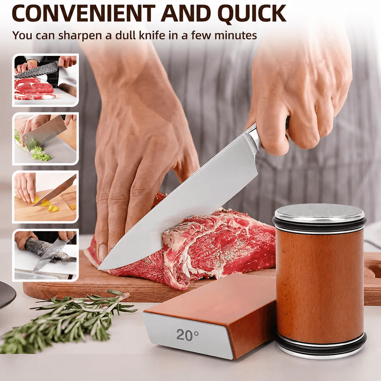 Rolling Knife Sharpener Kit,with Diamond and Solid Wood of Chef Blade,Knives Sh 02
