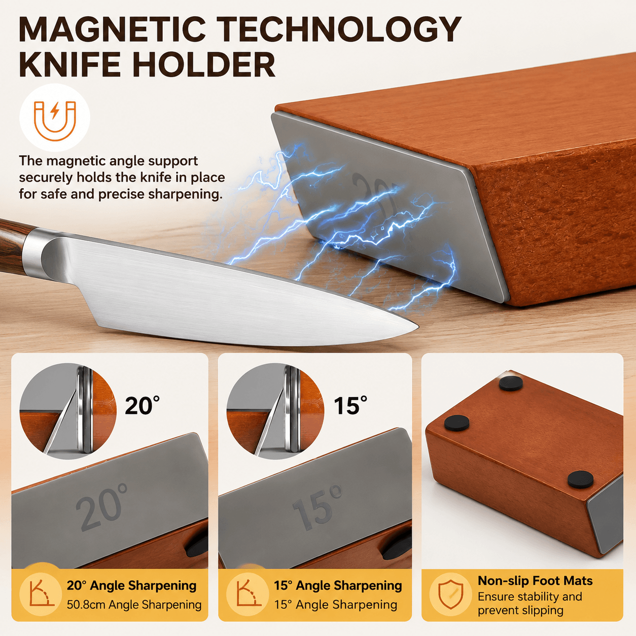 Rolling Knife Sharpener Kit,with Diamond and Solid Wood of Chef Blade,Knives Sh 03