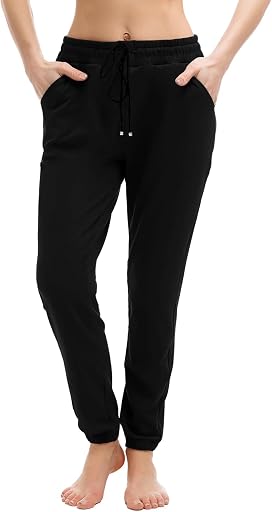 Women's black jogger sweatpants with drawstring waist